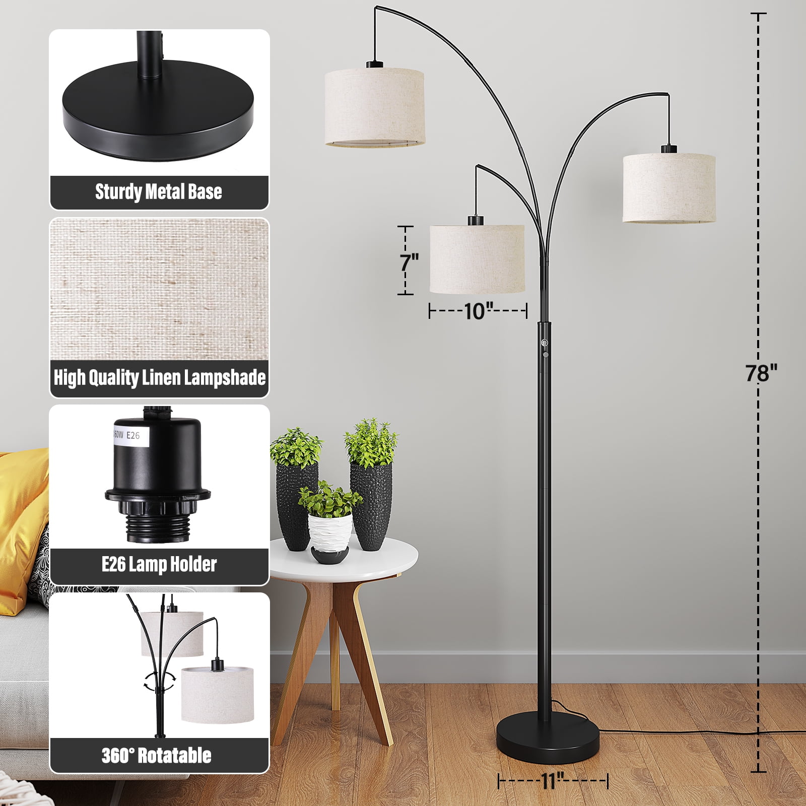 Modern Floor Lamp With 3 Color Temperatures - Living Room Standing Lamp