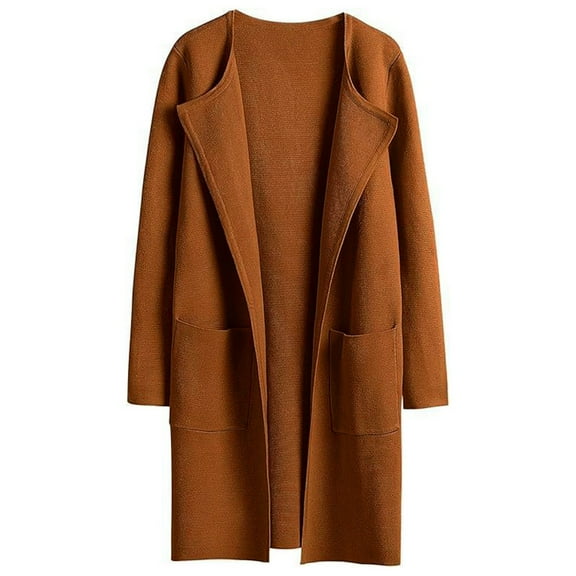 Womens Solid Color Cardigan Oversized Open Front Long Sleeve Lapel Casual Jacket 2023 Fall Coat Dressy Cardigan Knit Sweater Dress Womens Leopard Long Cardigan Knit Cardigans for Women plus Size
