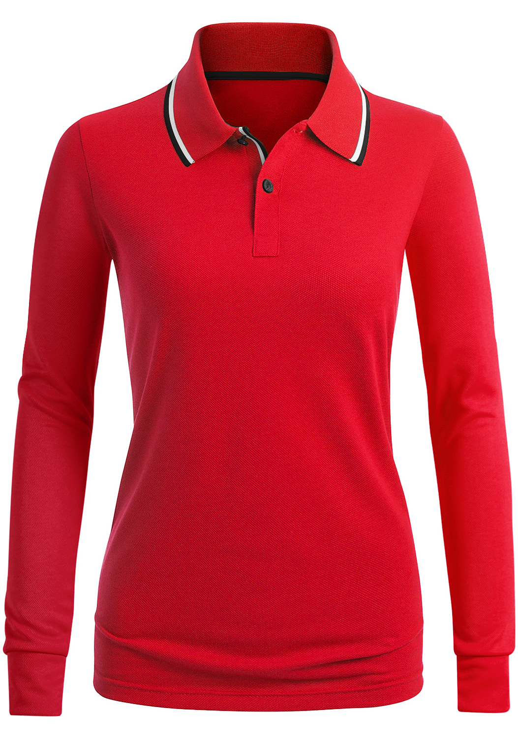 CLOVERY Women's Activewear 2Button Long Sleeve Polo Shirt (S3XL