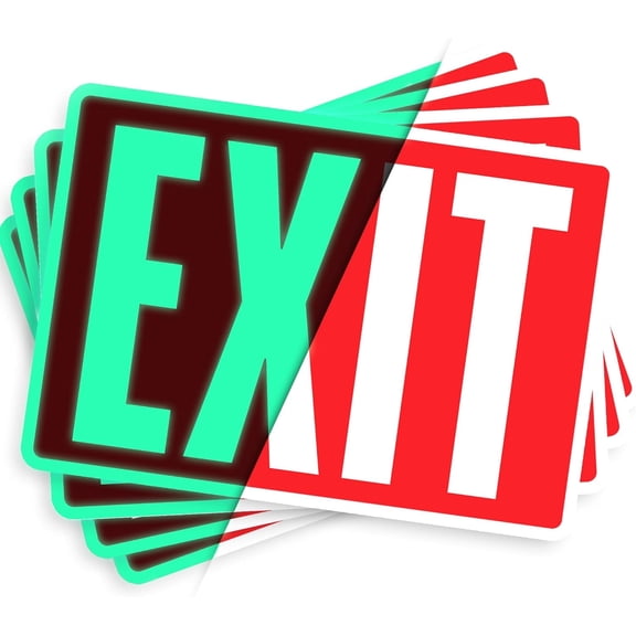 Assured Signs Exit Sign Stickers | 4 Pack | 12" by 7" | 5 Mil Vinyl | Red and White