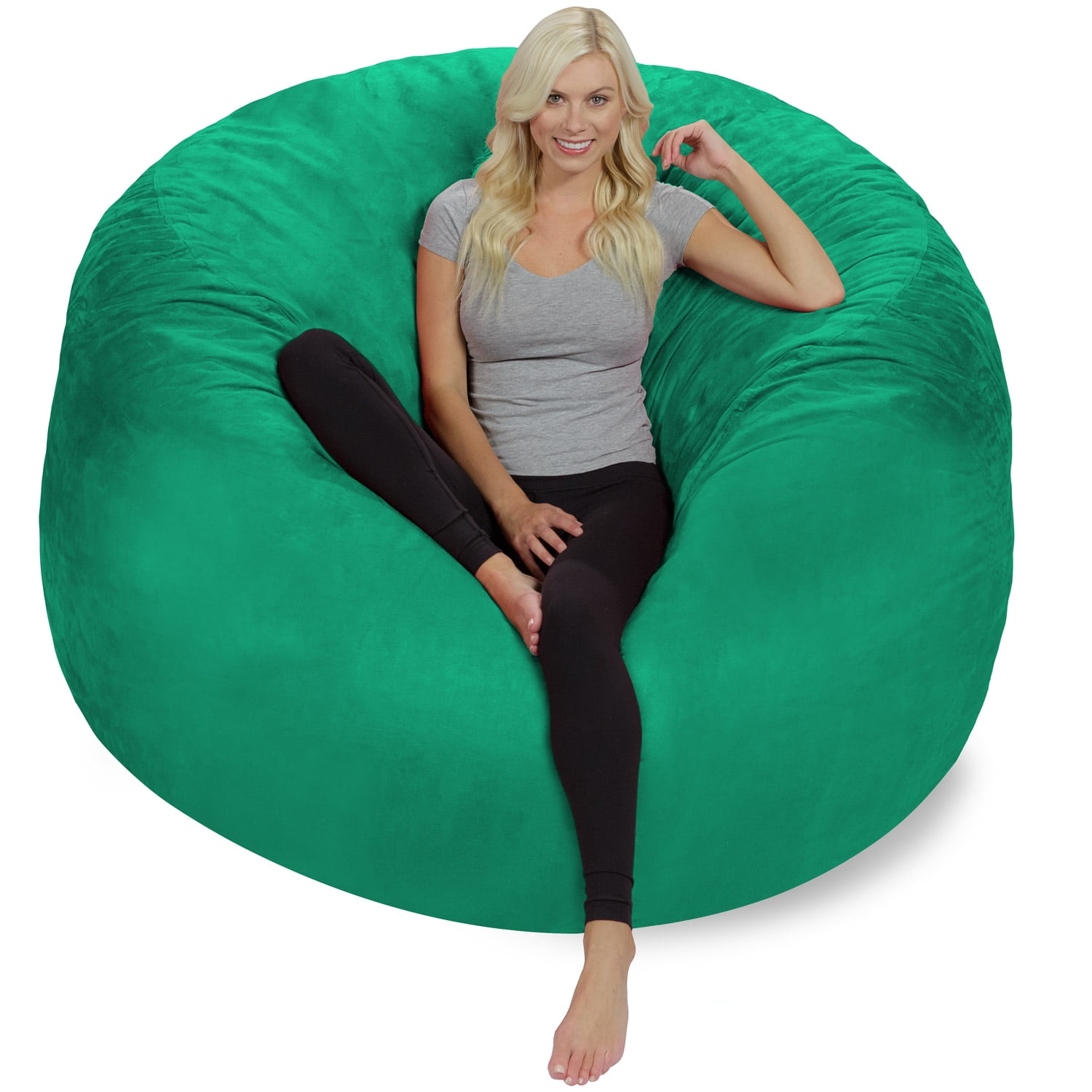 Chill Sack Bean Bag Chair, Memory Foam with Microsuede Cover, Kids, Adults, 6 ft, Tide Pool