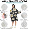 thumbnail image 5 of Black White Flower Pattern Wearable Oversized Blanket,Wearable Blanket Hoodie for Adults,Cozy Hooded Blankets with Super Pockets,Super Warm Fuzzy Pullover for Women & Men, 5 of 6
