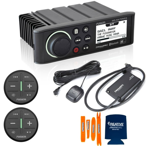 Fusion MS-RA70NSX, with SXV300V1 Sirius XM Tuner, and 2-ARX70B Black Wireless Remotes