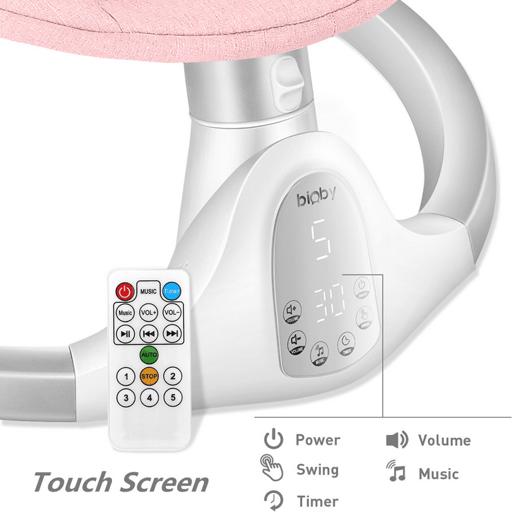 TEAYINGDE Baby Swing for Infants - APP Remote Bluetooth Control, 5 Speed  Settings, 10 Lullabies, USB Plug (Pink)