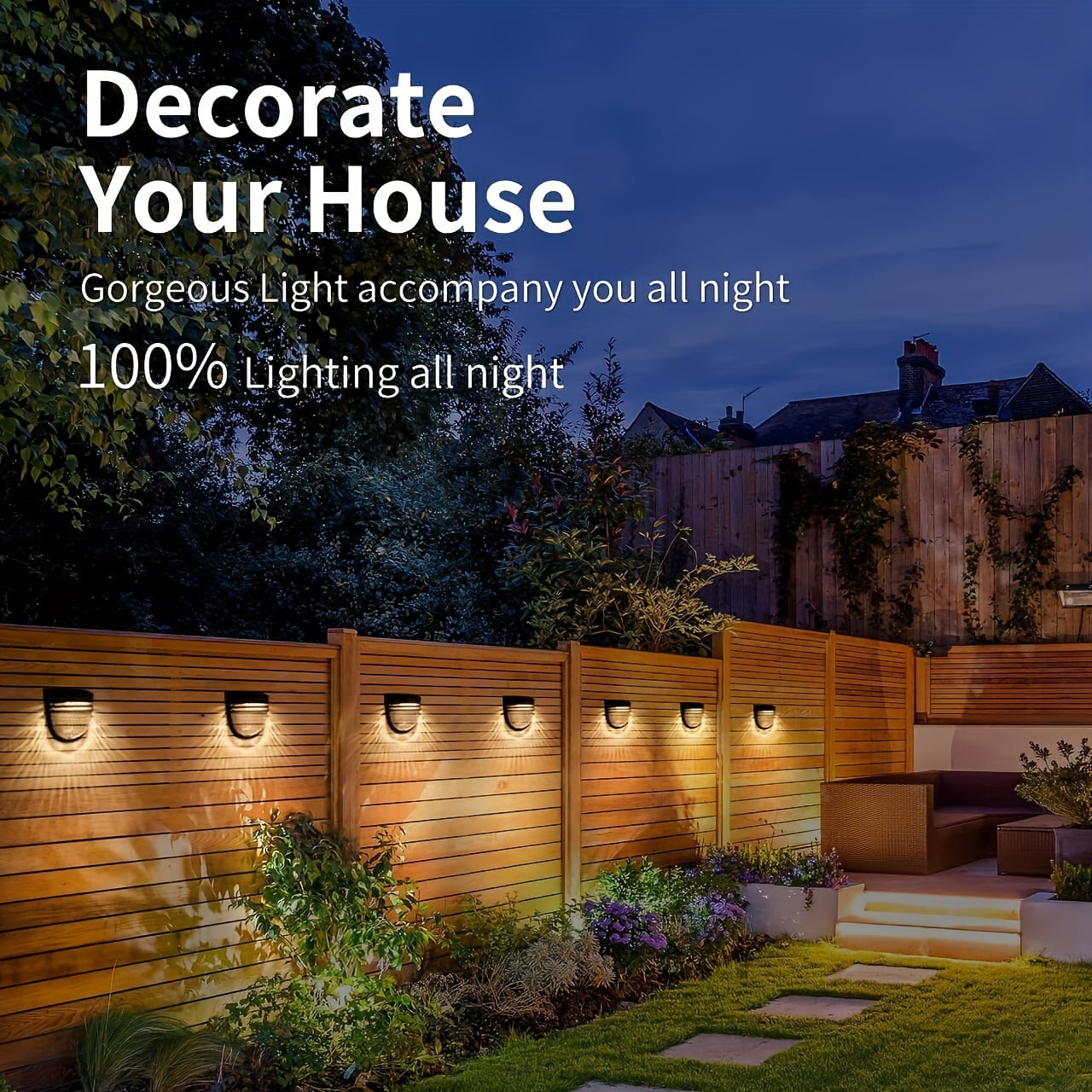 6 Pack Solar Fence Lights, LED Solar Deck Lights Breathing/Constant Mode, Outdoor Solar Light for Fence, Yard, Garden, Garage, Stairway, Gate, Warm Light