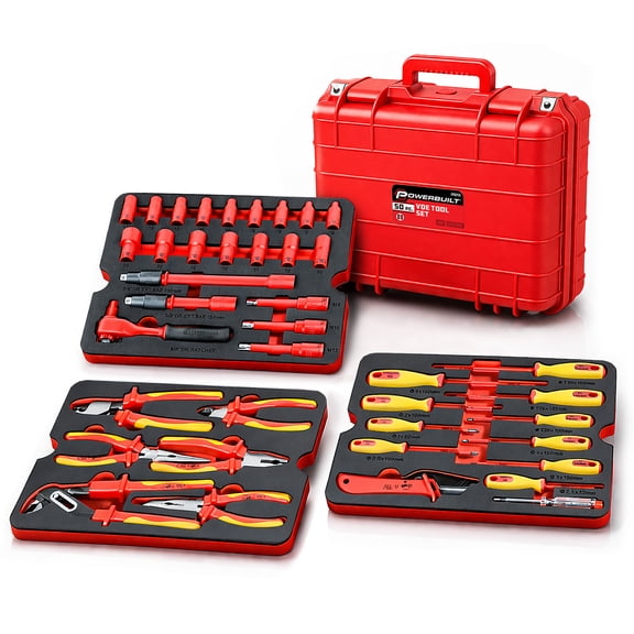 Powerbuilt 50 Piece Master VDE Electrical Tool Set with Case - 240259