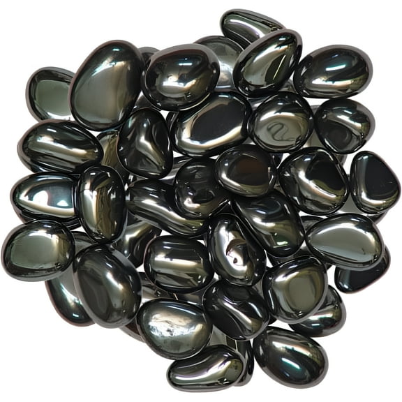 1lb Bulk Tumbled Hematite Stones from Brazil - Small 1/4"-1/2" Polished Natural Crystals for Reiki Crystal Healing