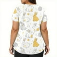 thumbnail image 4 of LTTVQM Womens Easter Scrub Tops 2026 Bunny Eggs Graphic Funny Short Sleeve Clothes Loose Fit V Neck Vacation Tops with Pockets Light Gray M, 4 of 5