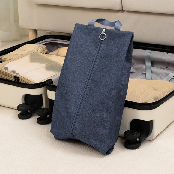 Bolsa para Zapatos de Tela Oxford con Cremallera, Organizador de Almacenamiento de Viaje Lavable y Reutilizable para Hombres y Mujeres, Azul Marino o Gris, 40x21cm