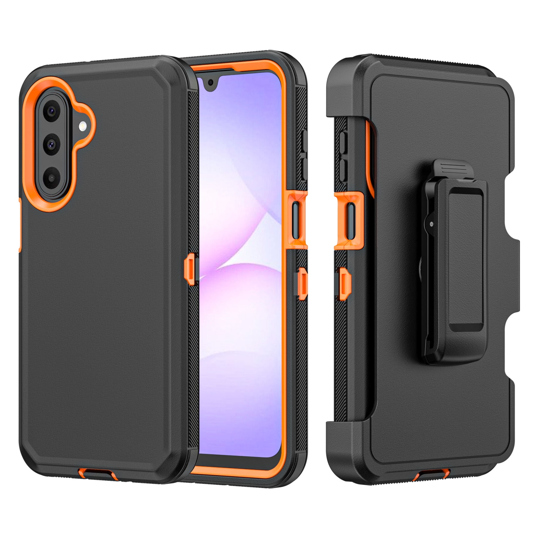 Misty for Samsung Galaxy A17/18 5G Case with Belt Clip Holster Military Grade Heavy Duty Protection 3 in 1 Shockproof Durable Detachable Samsung Galaxy A17/18 5G Phone - Black+Orange
