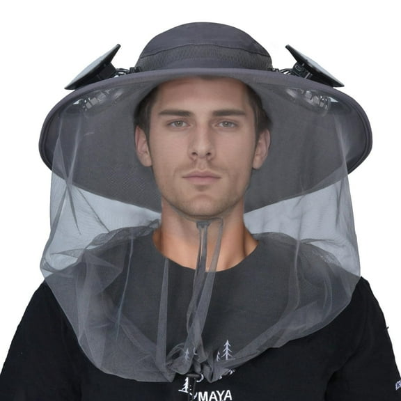 Solar-Powered Mosquito Net Hat with Built-in Fan, Wide Brim Sun Protection, 3-Speed Adjustable - Unisex Outdoor Gear for Men & Women (Hiking, Camping, Fishing)