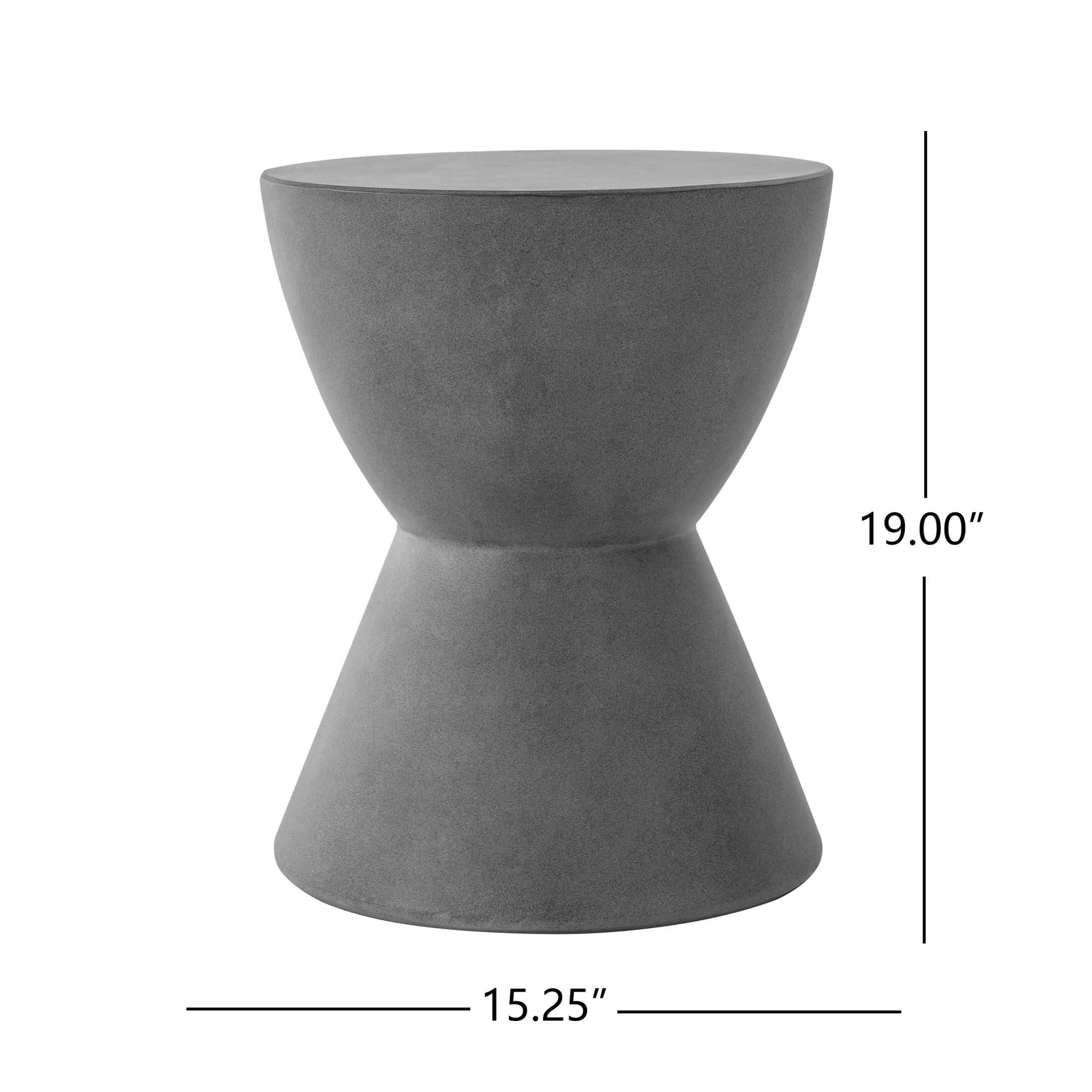 Christopher Knight Home Outdoor Patio Round Hourglass Accent Table, Lightweight Concrete, Charcoal
