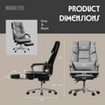 thumbnail image 5 of Solfway Big and Tall Reclining Office Chair 500lbs , Grey Leather Office Chair with Wheels, Footrest and Lumbar Support, Executive Office Desk Chair for Adults, 5 of 7