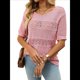thumbnail image 1 of Suéteres de Punto de Cuello Redondo de Corta para Mujer, Blusas de Verano, Color Rosa, Talla L, 1 of 7