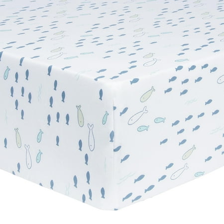 UPC: 0846216062162 | Trend Lab 100% Cotton Sea Babies Fitted Crib Sheet. Gray White and Blue Crib Sheet Fits Standard Size Crib Mattress.