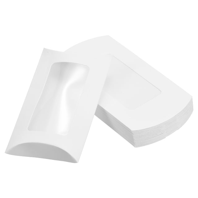Unique Bargains Pillow Boxes, 50Pcs Wedding Gift Boxes 5.7 x 2.9 Inch for Wedding White