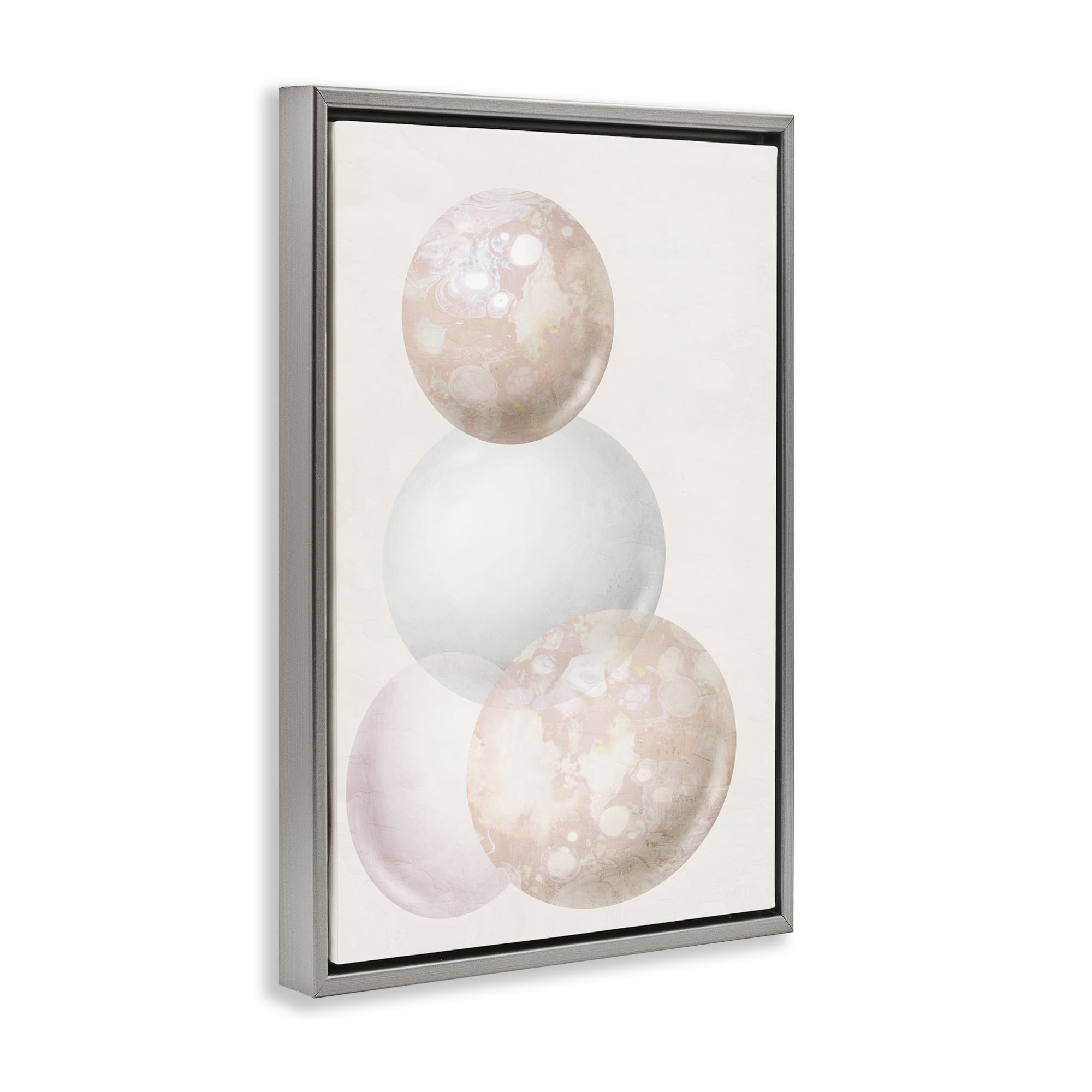 Stupell Industries Subtle Orbs Shapes Abstract Painting Gray Floater Framed Canvas Art Print Wall Art, 21 x 31