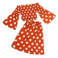 thumbnail image 1 of Seyurigaoka Kids 2PCS Polka Dots Boat Neck Long Flare Sleeve Tops + Midi Skirt, 1 of 10