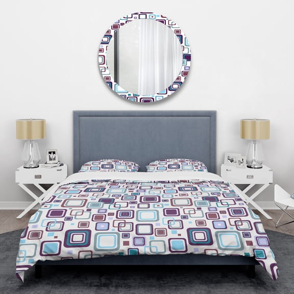 Designart 'Retro Square Design I' Mid-Century Modern Duvet Cover Set