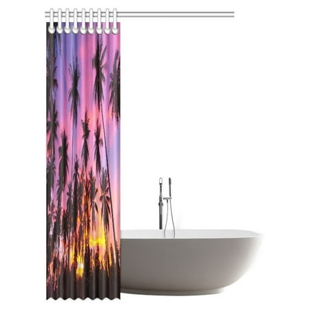 Pop Ocean Decor Shower Curtain Palm Trees Silhouette At Sunset
