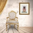 thumbnail image 3 of Fab Funky 20x24 Gold Ornate Wood Framed with Double Matting Museum Art Print Titled - Pug Princess On Cushion, 3 of 4