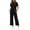 Black, variant on IUYRTFE Women Solid Color Short Sleeve Top and Drawstring Wide Leg Pants Set Casual 2 Piece Outfit