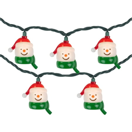 10 Count Snowman Heads with Scarves Christmas Light Set, 7.5ft Green ...