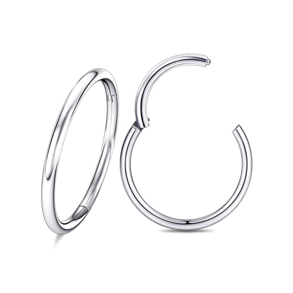 DESIGNICE Nose Rings Septum Body Piercing Jewelry (2Pcs 18G Diameter 6mm Silver)