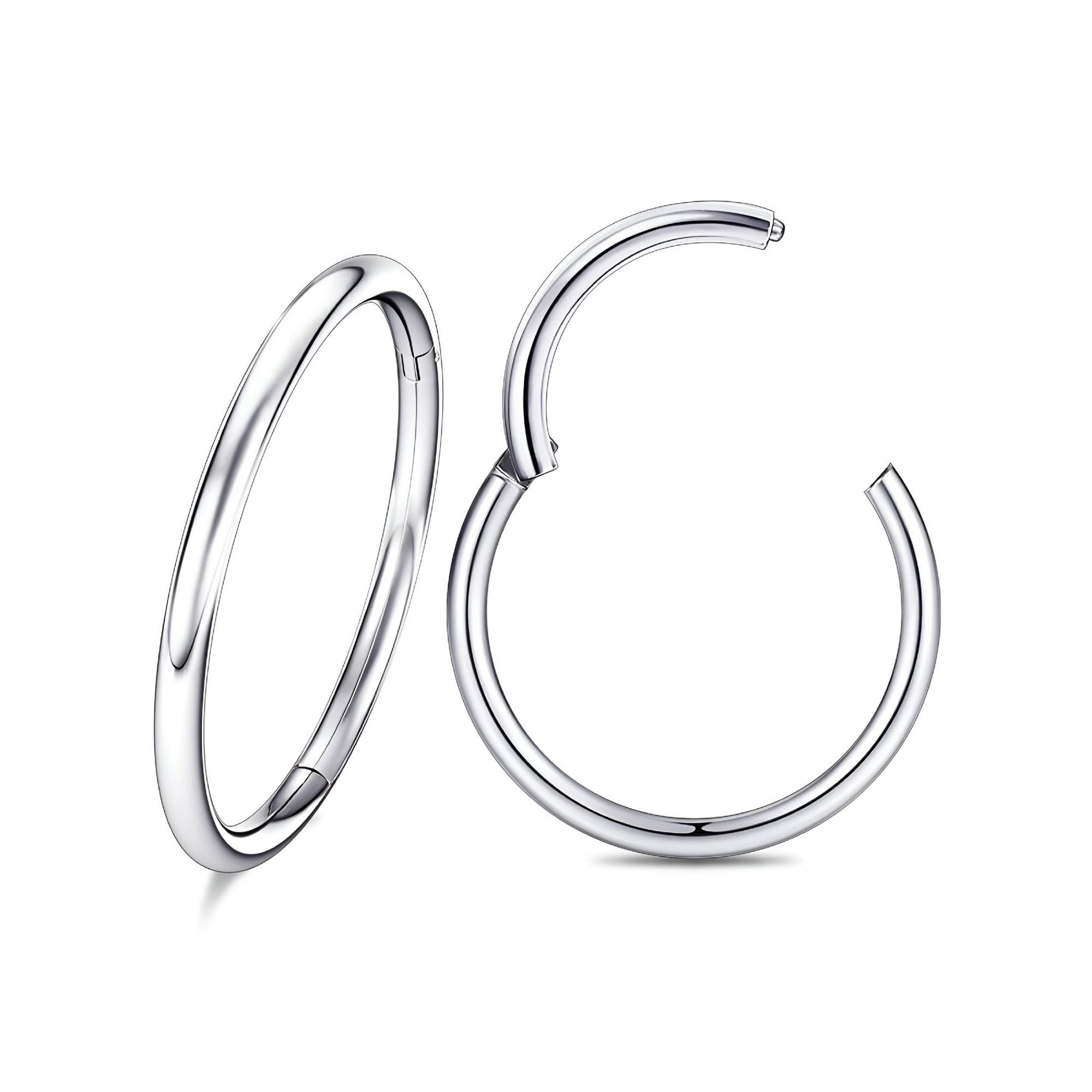 DESIGNICE 2026 New Nose Rings Septum Body Piercing Jewelry (2Pcs 18G Diameter 6Mm Silver) for Daily Wear,Party,Festival,Club,Street,Dating