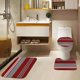 thumbnail image 3 of Juego de cortina de ducha gris con tapa de inodoro y alfombras antideslizantes para baño, juego de 4 cortinas de ducha geométricas abstractas, juego de baño moderno en blanco y negro con 12 ganchos, 3 of 7
