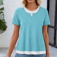 thumbnail image 6 of ZHYou 2 in 1 Layered Short Sleeve T Shirts for Women Casual Loose Fit Crew Neck Color Block Summer Tops Sky Blue XL, 6 of 6