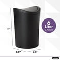 thumbnail image 2 of Superio Small Trash Can with Lid 6 Liter, Plastic Mini Waste Bin 1.5 Gallon, Modern Curved Lid Swing Top Lid, Bathroom, Bedroom, Office, Under Desk (Black, 4 Pack), 2 of 9