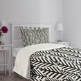 thumbnail image 3 of Ambesonne Grunge Quilted Bedspread Set 2 Pcs, Modern Abstract Leaves, Twin Size, White and Black, 3 of 5