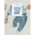 thumbnail image 2 of Cenuakty Baby Boys Outfits Toddler Letter Print Long Sleeve Round Neck Sweatshirt and Pants Set Newborn 2 Piece Suits, 2 of 9