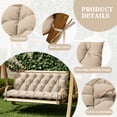 thumbnail image 7 of Snubbull Swing Replacement Cushion, Outside Bench Cushion with Backrest, 2-3 Seater Cushion with 6 Ties for Outdoor Furniture, 60 x 40 x 5 Inches Porch SwingCushion Garden Bench, Sand, 7 of 7