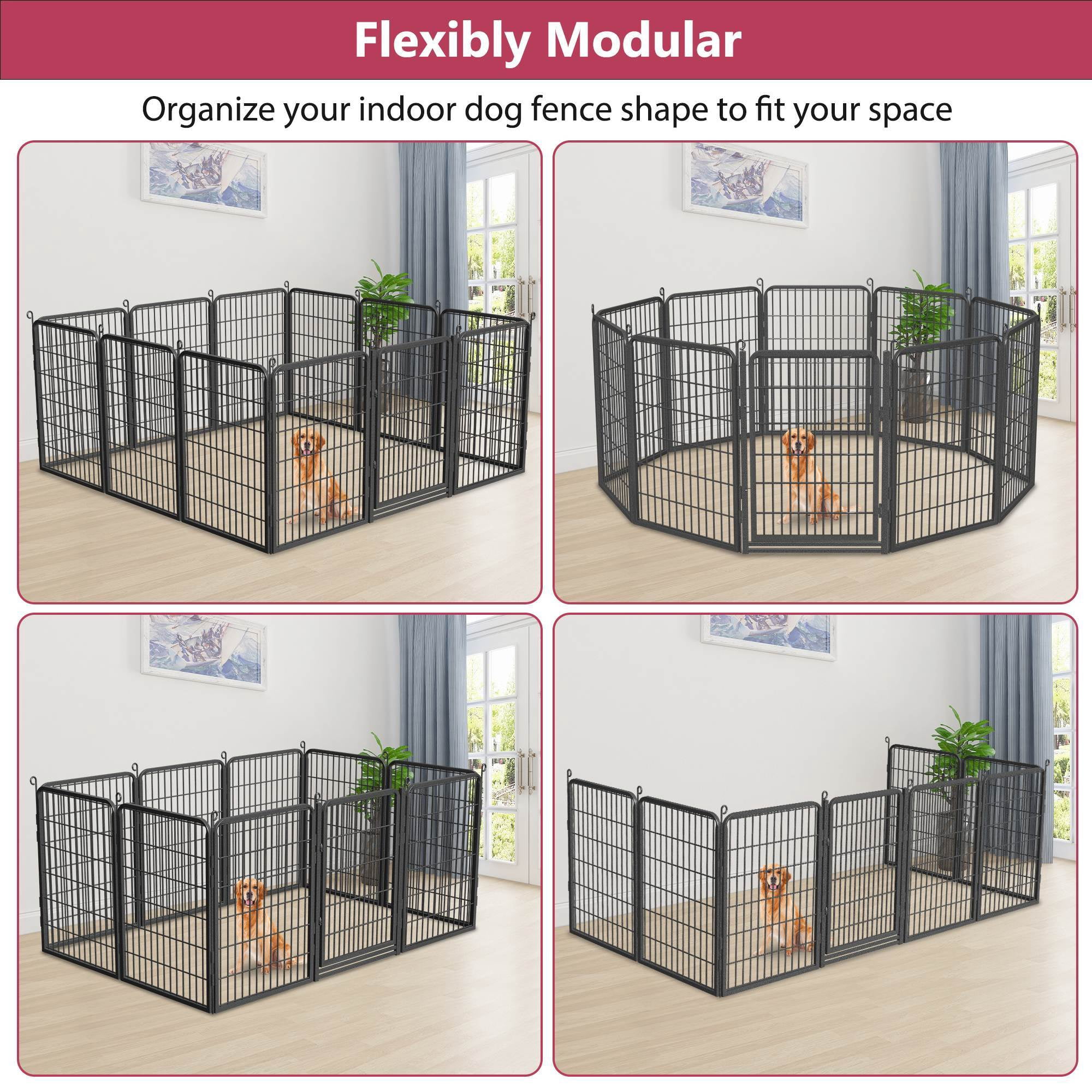 SQIREP Dog Playpen Outdoor, 10 Panels 40inch Indoor Dog Pen with Doors for Large/Medium/Small Dogs Pet Playpen Exercise Dog Pen Outdoor Dog Fence for RV, Camping, Yard