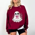 thumbnail image 2 of Chandail en Molleton Imprimé Fantôme pour Femmes Chandail Léger et Chaud Blouses Col Rond Manches Longues Ultra Doux Texturé Tenues de Printemps 2025 Chandail Automne Hiver Vêtements, 2 of 4