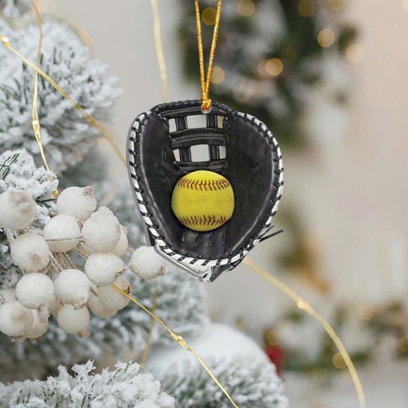 AuroraX Christmas Baseball Glove Ornament 3.1 Inch Mini Sports Decoration for Christmas Tree, Hanging Holiday Decoration