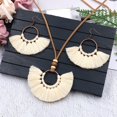 thumbnail image 6 of Xinyolin Vintage Fan Shape Tassel Circle Pendant Necklace, Hook Earrings Women's Jewelry Set, 6 of 8
