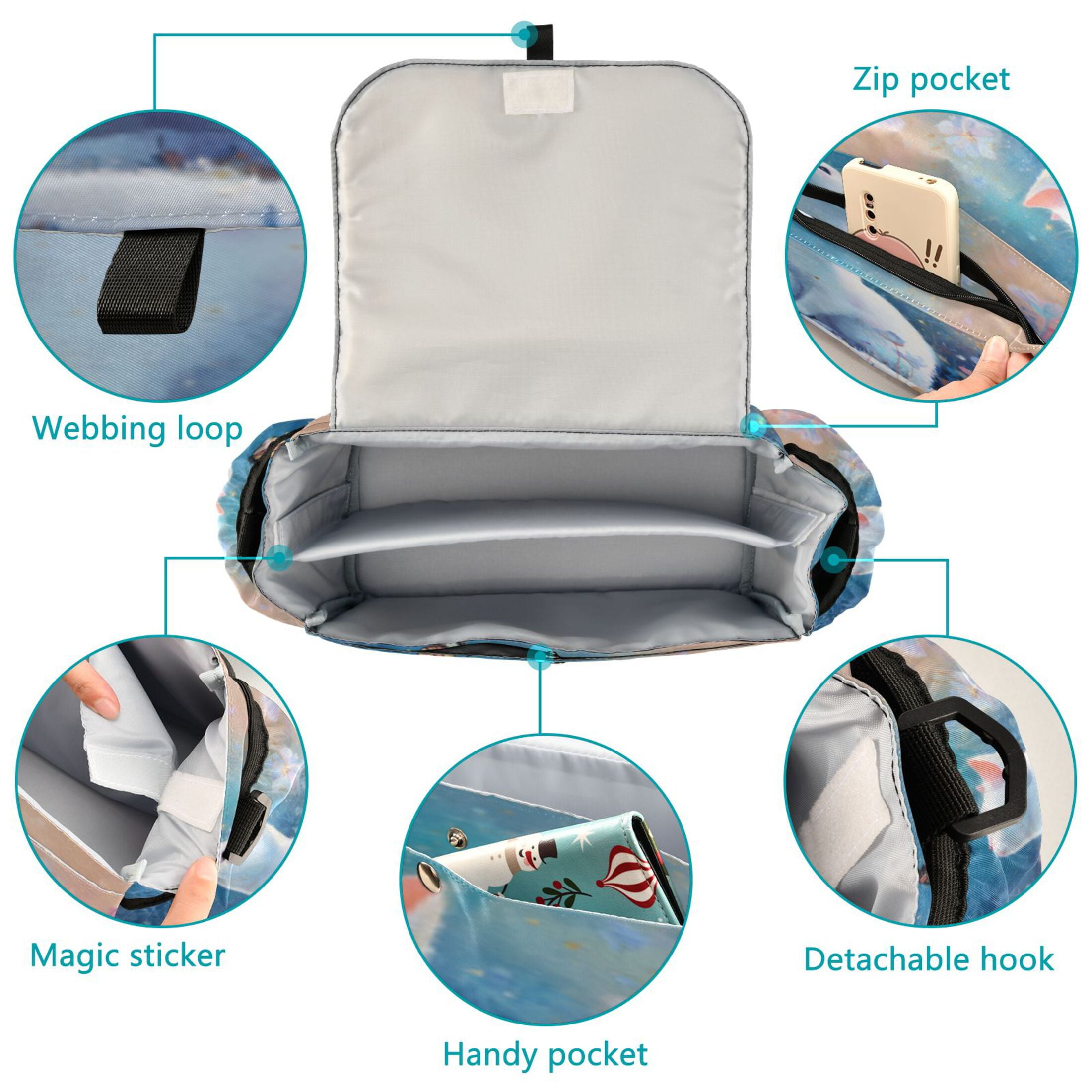 DIXRUYEE Stroller Organizer Whimsy Cat & Butterfly Printed