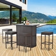 thumbnail image 1 of 5pcs Rattan Bar Set Garden Dining Set Wicker Barstool and Table Outdoor, 1 of 7