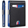 thumbnail image 1 of Carteras BlueSlim para hombre, cartera de cuero para hombre con clip para billetes, cartera plegable con bolsillo frontal con cierre, 1 of 5
