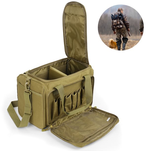 Bolsa táctica para pistola, estuche de transporte para pistola, bolsa acolchada para pistola con ranuras para cargadores y bolsillos adicionales para tiro de caza al aire libre. 10,1'' x 12,2'' x 14,6