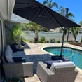 thumbnail image 4 of PURPLE LEAF 8 Feet Square Cantilever Umbrella Patio Umbrella with Base Outdoor Umbrella Aluminum Offset with 360-degree Rotation for Garden Deck Pool Patio, Grey, 4 of 14