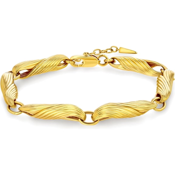 SNGIA 18K Gold Plated Chunky Textured Infinity Link Bracelet Adjustable Chain for Women