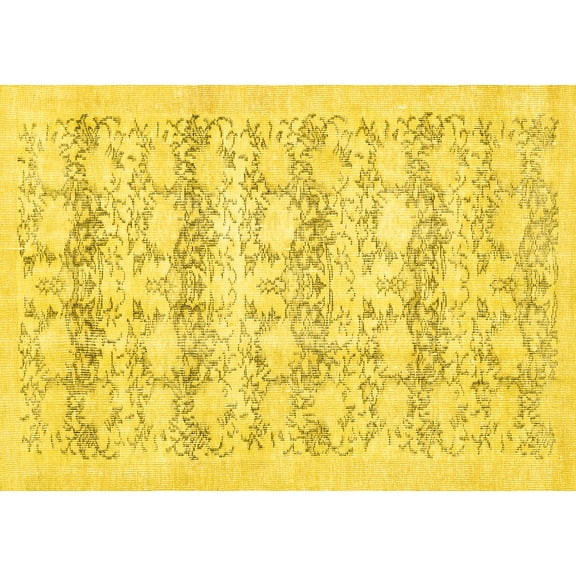 Ahgly Company Machine Washable Indoor Rectangle Persian Yellow Traditional Area Rugs, 5' x 7'