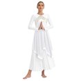 thumbnail image 3 of Yeahdor Praise Dance Dress for Women Liturgical Dancewear Sleeveless Irregular Hem Cross Worship Tunic White M, 3 of 7
