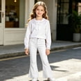 thumbnail image 2 of OOOUM Girls High Waist Flare Pants Stretch Fabric Slim Fit Bootcut Jeans Casual Daily Fashion Outdoor Relaxed Denim Bottoms White 15-16 Years, 2 of 7