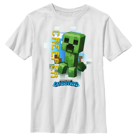 Boy's Minecraft Legends Creeper Graphic Tee White Medium