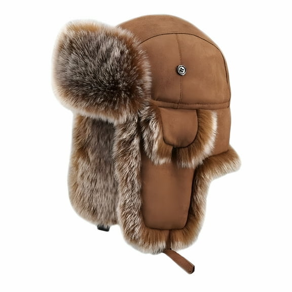 TELOLY Trapper Warm Trooper Hat Winter Skiing Cap Women Men Windproof Brown